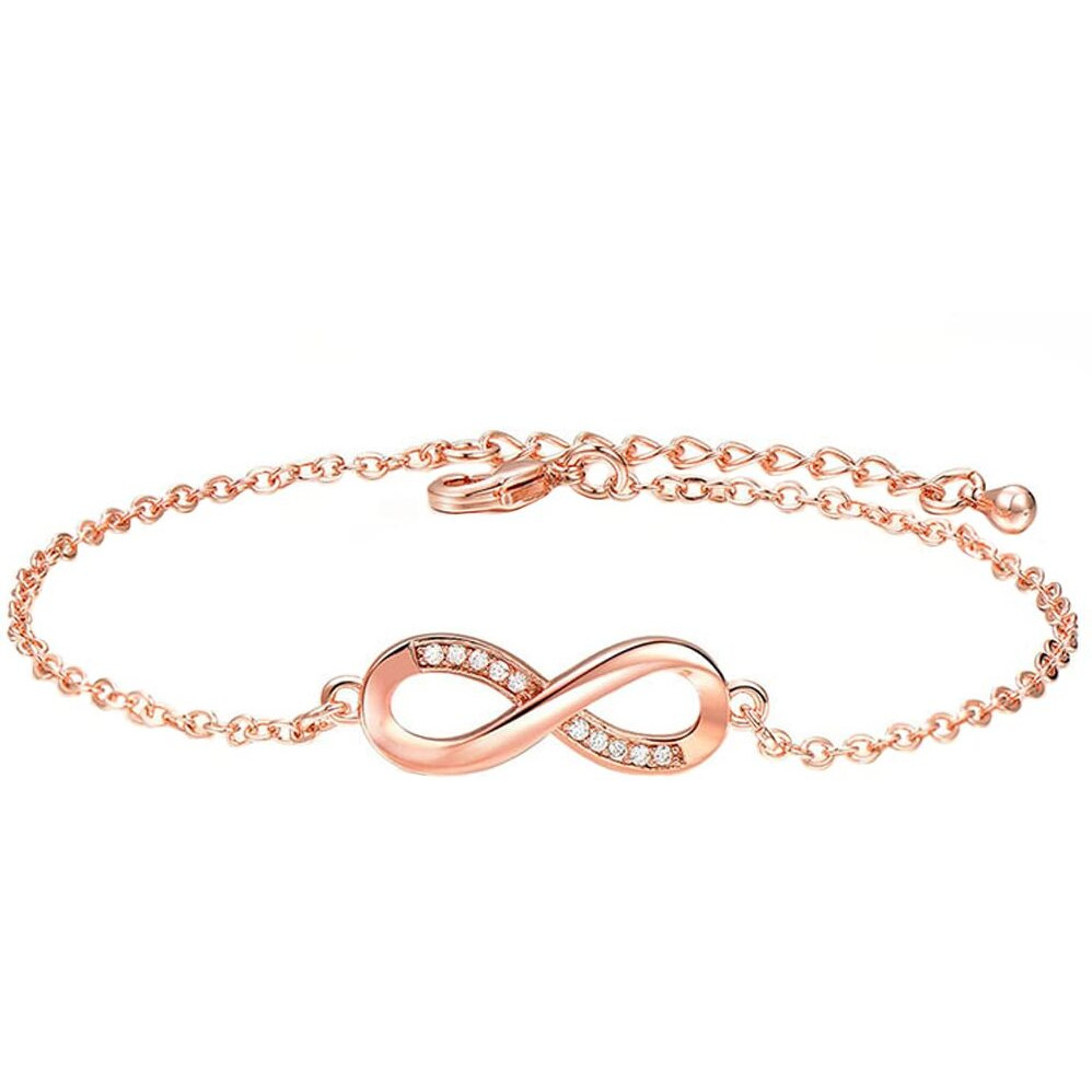 Yellow Chimes Bracelet for Women and Girls Rosegold Bracelets for Women | Rosegold Plated Valentines Special Infinity Love Crystal Chain Bracelet | Birthday Gifts For Women Valentine Gift for Girls