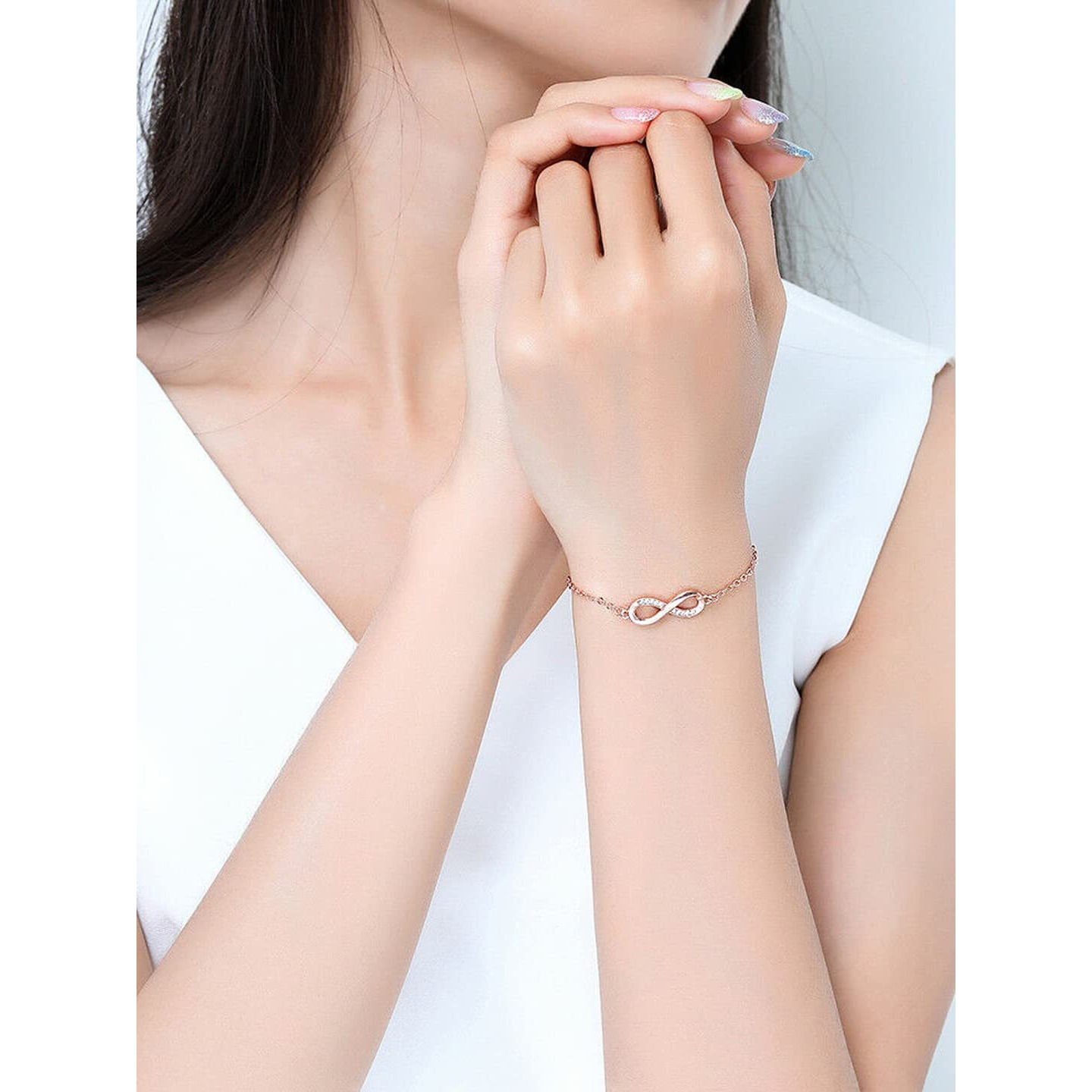 Yellow Chimes Bracelet for Women and Girls Rosegold Bracelets for Women | Rosegold Plated Valentines Special Infinity Love Crystal Chain Bracelet | Birthday Gifts For Women Valentine Gift for Girls
