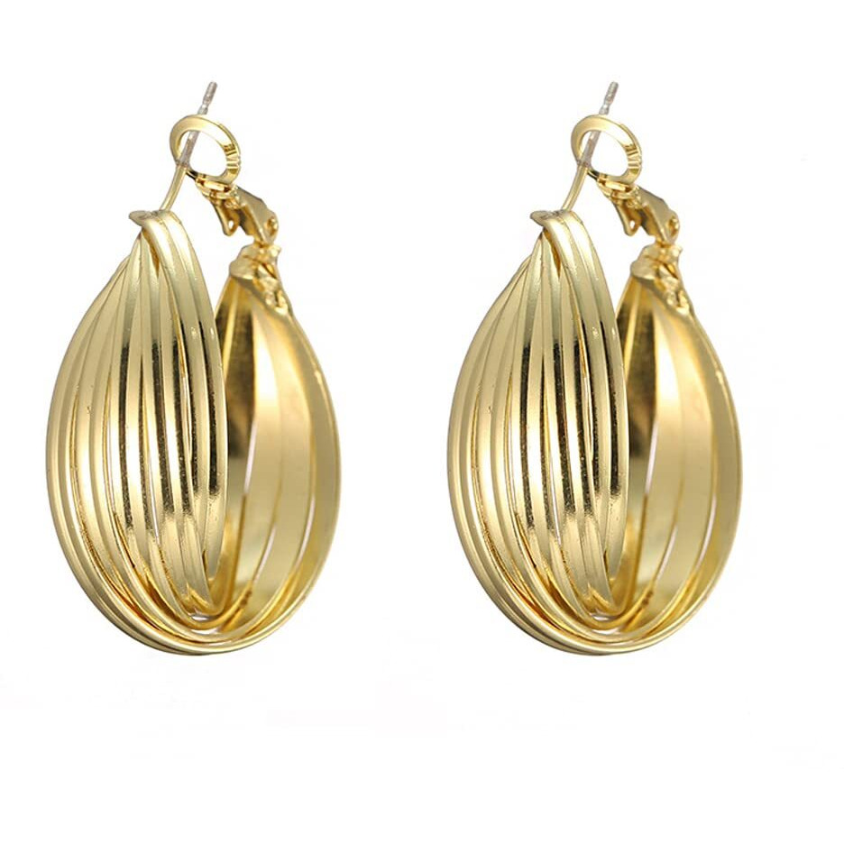 Yellow Chimes Hoop Earrings for Women Fashion Golden Hoops Earrings | Gold Plated Twisted Layered Hoop Bali Earrings for Girls | Birthday Gift for Girls & Women Anniversary Gift for Wife