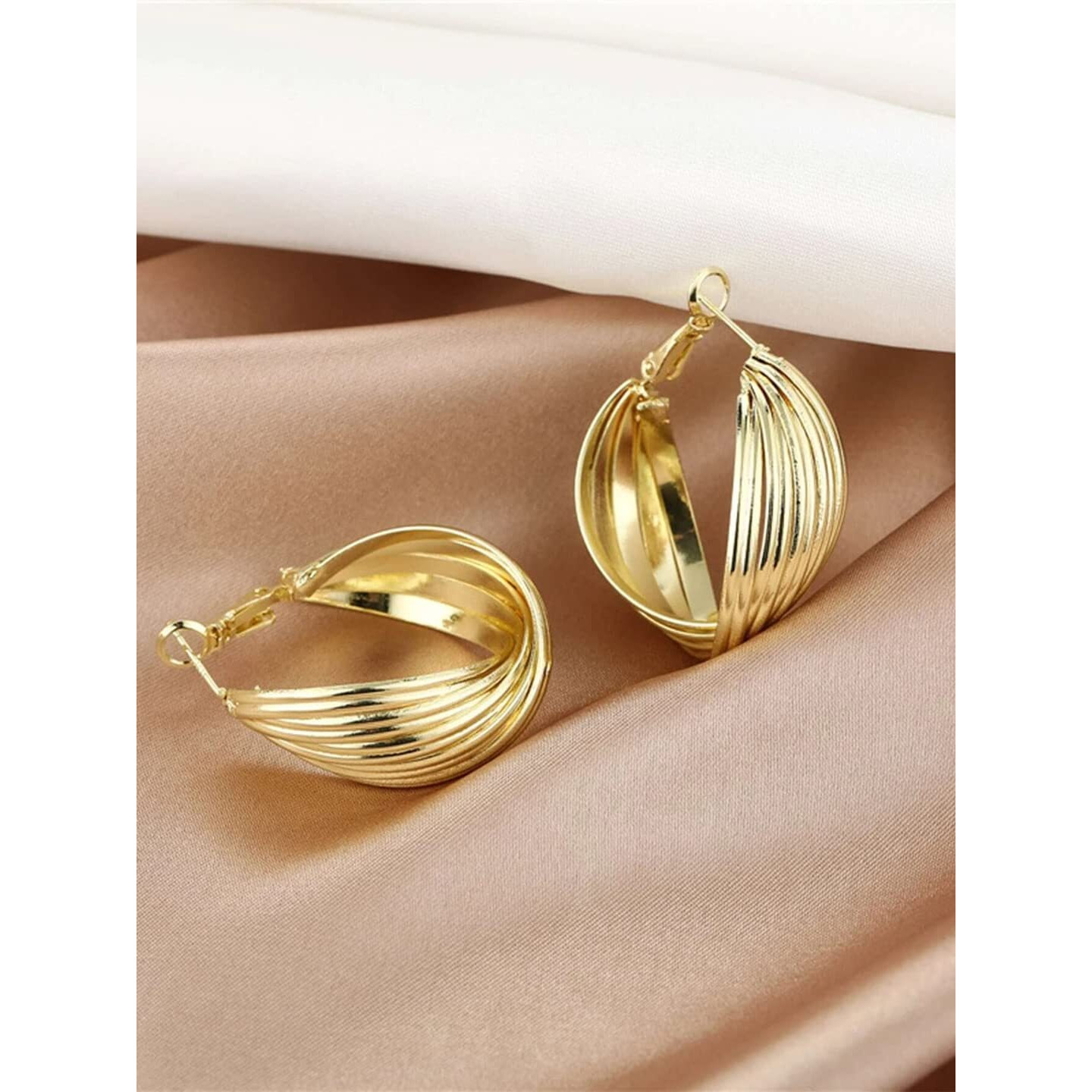 Yellow Chimes Hoop Earrings for Women Fashion Golden Hoops Earrings | Gold Plated Twisted Layered Hoop Bali Earrings for Girls | Birthday Gift for Girls & Women Anniversary Gift for Wife