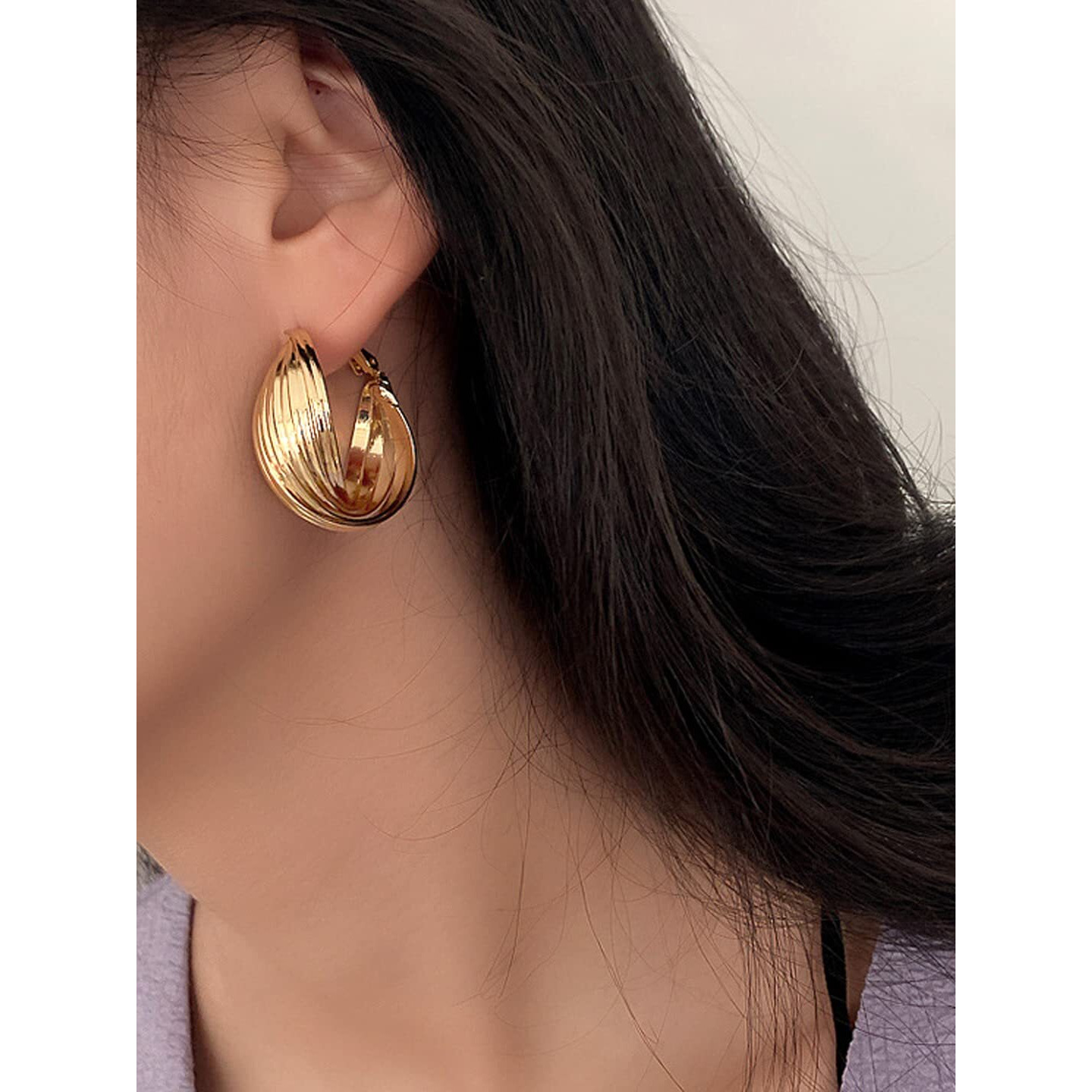 Yellow Chimes Hoop Earrings for Women Fashion Golden Hoops Earrings | Gold Plated Twisted Layered Hoop Bali Earrings for Girls | Birthday Gift for Girls & Women Anniversary Gift for Wife