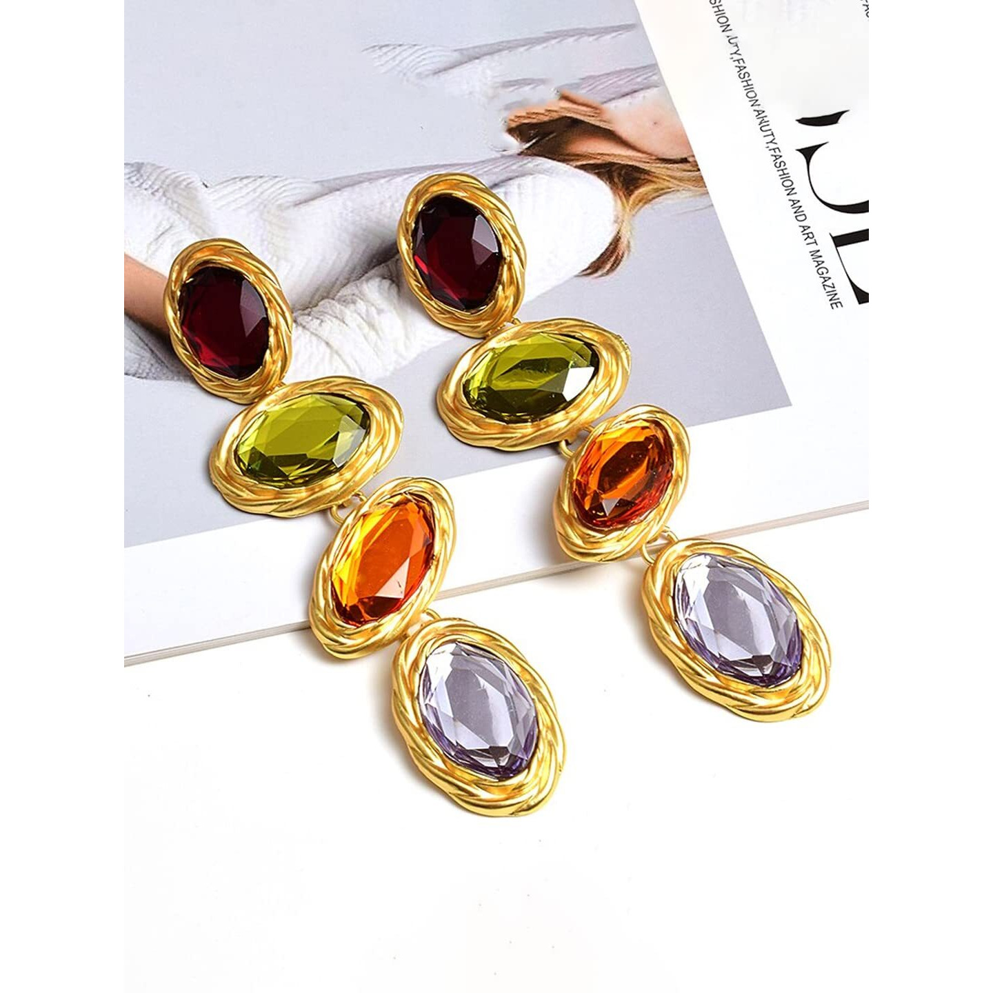 Yellow Chimes Earrings for Women and Girls Fashion Crystal Dangler Earrings | Gold Plated Multicolor Statement Style Long Danglers Earrings | Birthday Anniversary Gift for Girls & Women