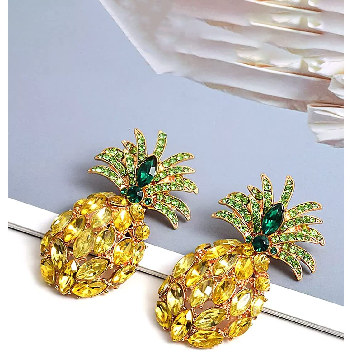 Yellow Chimes Earrings for Women and Girls Fashion Yellow Crystal Drop Earrings | Rhinestone Crystal Pineapple Drop Earrings | Birthday Gift for girls & women Anniversary Gift for Wife