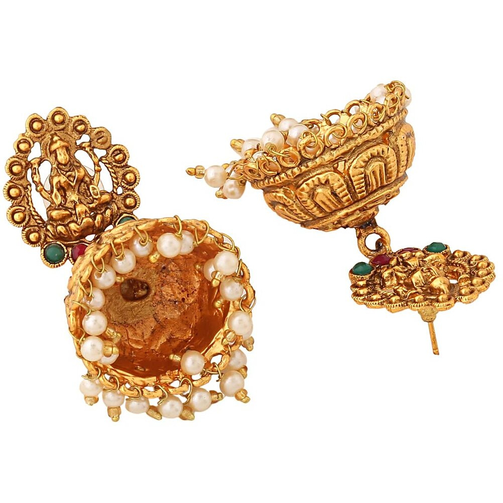 Yellow Chimes Earrings For Women Gold Plated Pearl Hanging Dome Shaped Traditional Jhumka Earrings For Women and Girls