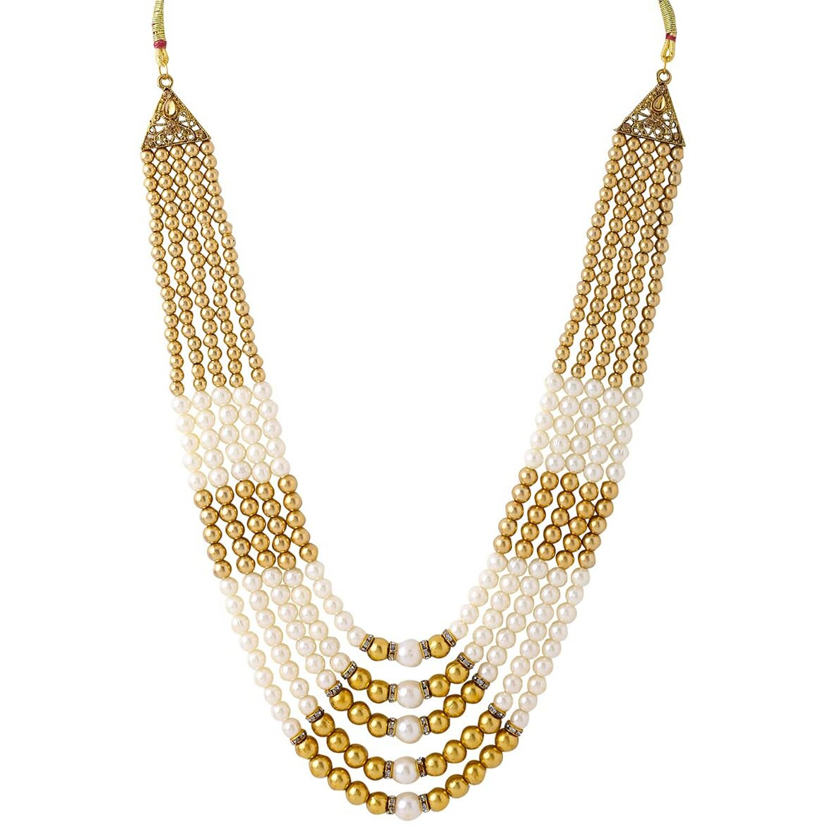 Yellow Chimes Dulahmala For Mens Golden Beads Pearl Necklace Jewellery for Groom Dulha Moti Mal Haar For Men Sherwani Necklace