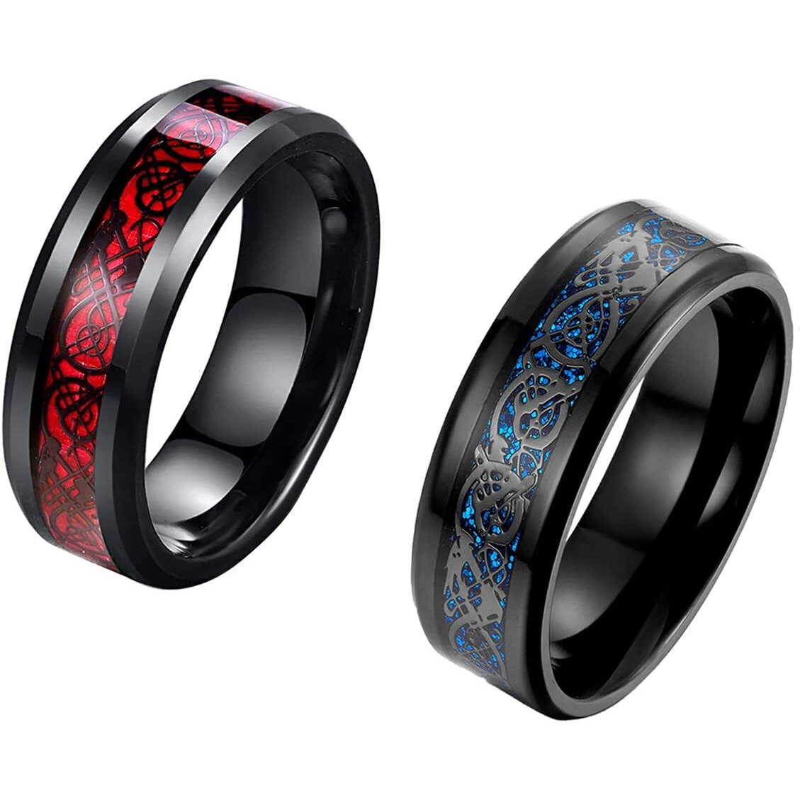 Yellow Chimes Rings for Men and Boys Black Ring for Boys |2 Pcs Combo Black Celtic Rings | Stainless Steel Rings for Men | Birthday Gift for Men and Boys Anniversary Gift for Husband