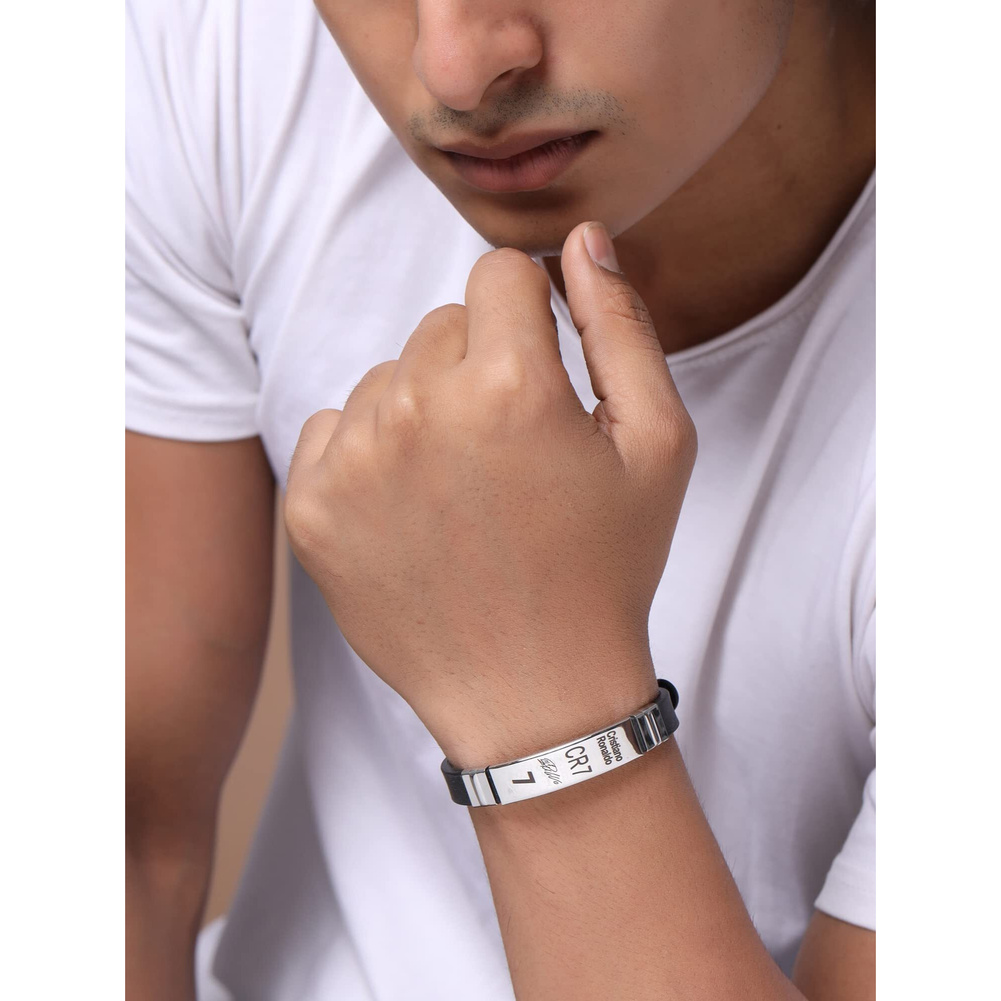 Yellow Chimes Bracelets for Men & Boys Silicone Bracelet for Men | Stainless Steel Wristbands KYLIAN MBAPPE Signature Engraved Bracelets | Birthday Gift for Men & Boys Anniversary Gift for Husband