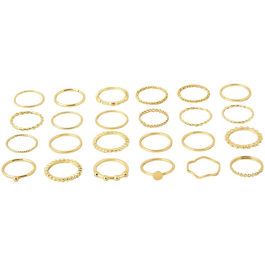Yellow Chimes Rings for Women and Girls Fashion Aesthetic Golden Ring Set | Gold Plated Aesthetic Ring Knuckle Rings Set 24 Pcs Combo Rings | Birthday Gift For Girls and Women