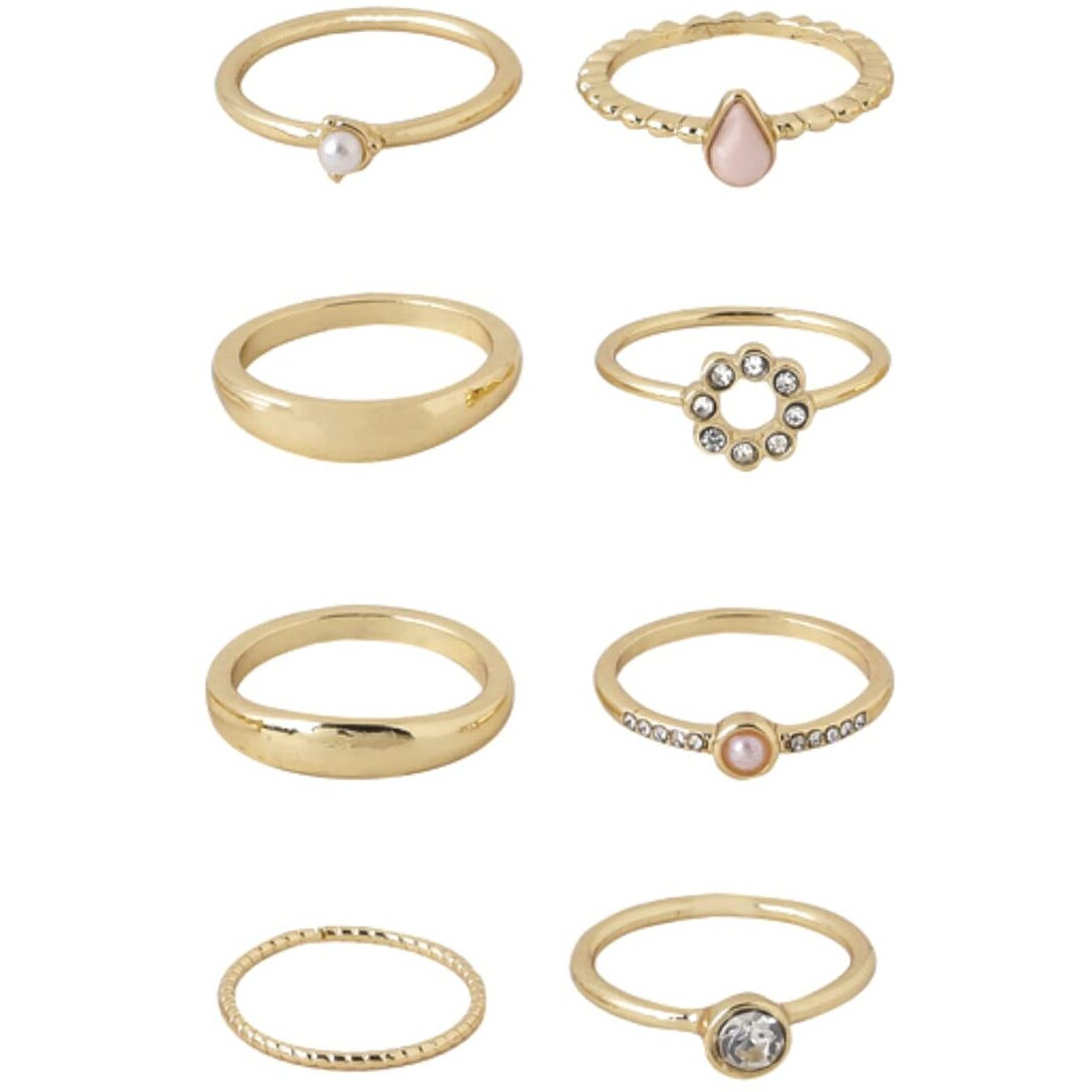 Yellow Chimes Rings for Women and Girls Fashion Aesthetic Golden Ring Set | Gold Plated Aesthetic Ring Knuckle Rings Set 8 Pcs Combo Geometric Rings | Birthday Gift For Girls and Women