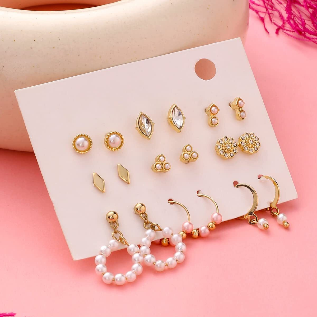 Yellow Chimes Earrings for Women and Girls | Fashion Multicolor Hoops Set Stud Earrings Western Hoop Earrings Stud Combo Set| Birthday Gift for Girls &Women Anniversary Gift for Wife (Design 15)