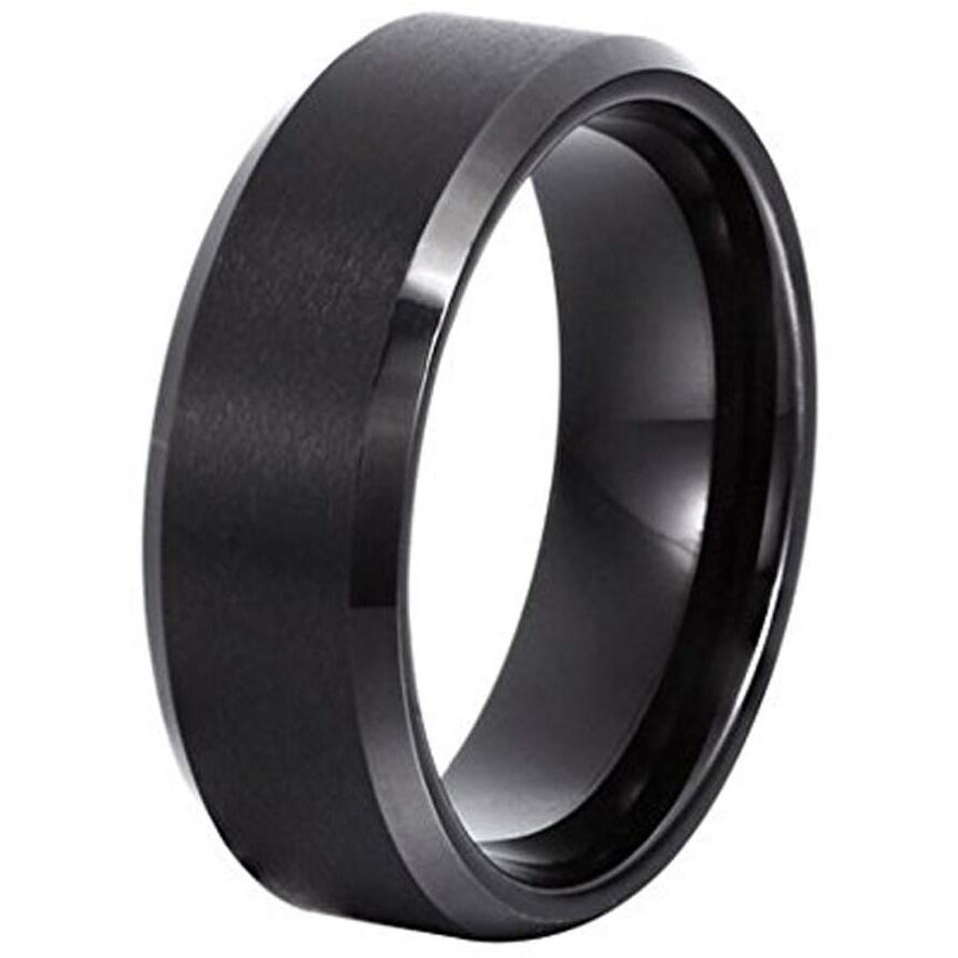Yellow Chimes Rings for Women Black Ring 316L Stainless Steel Black Band Ring Women and Girls