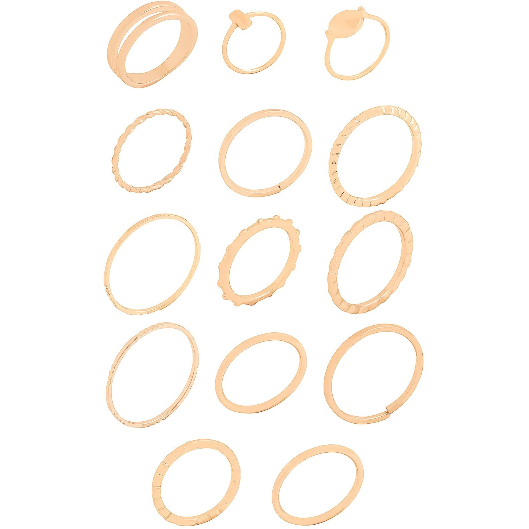 Yellow Chimes Rings for Women and Girls Fashion Aesthetic Golden Ring Set | Gold Plated Aesthetic Ring Knuckle Rings Set 14 Pcs Combo Geometric Rings | Birthday Gift For Girls and Women