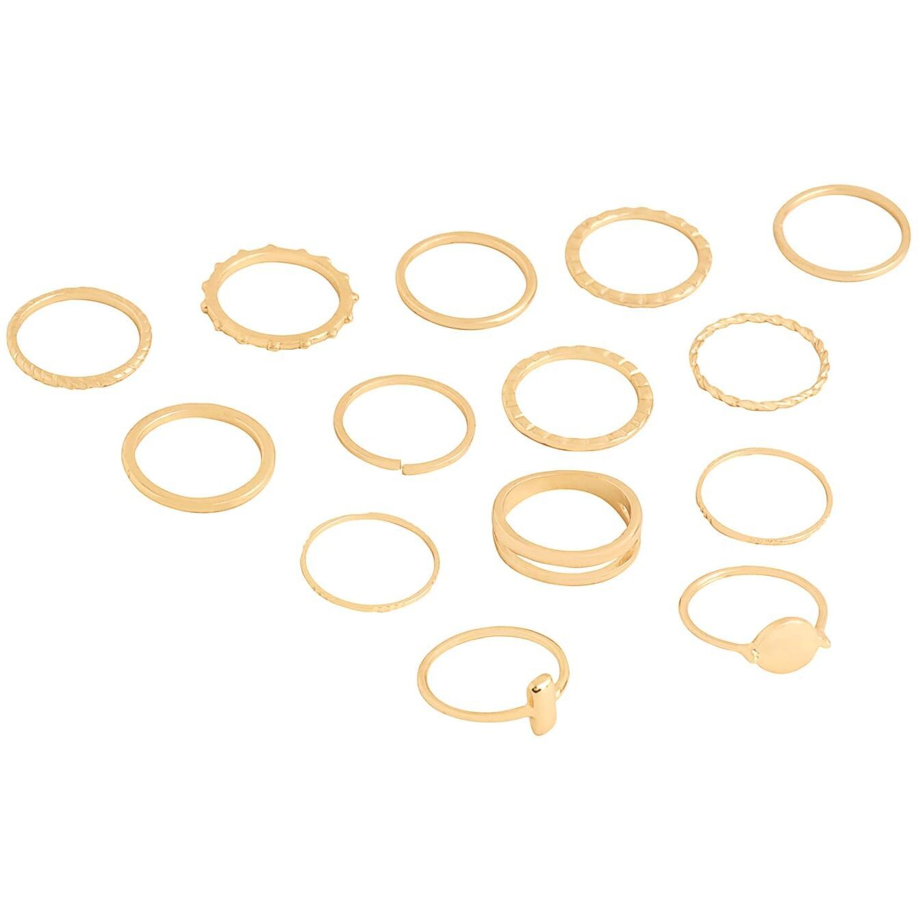 Yellow Chimes Rings for Women and Girls Fashion Aesthetic Golden Ring Set | Gold Plated Aesthetic Ring Knuckle Rings Set 14 Pcs Combo Geometric Rings | Birthday Gift For Girls and Women