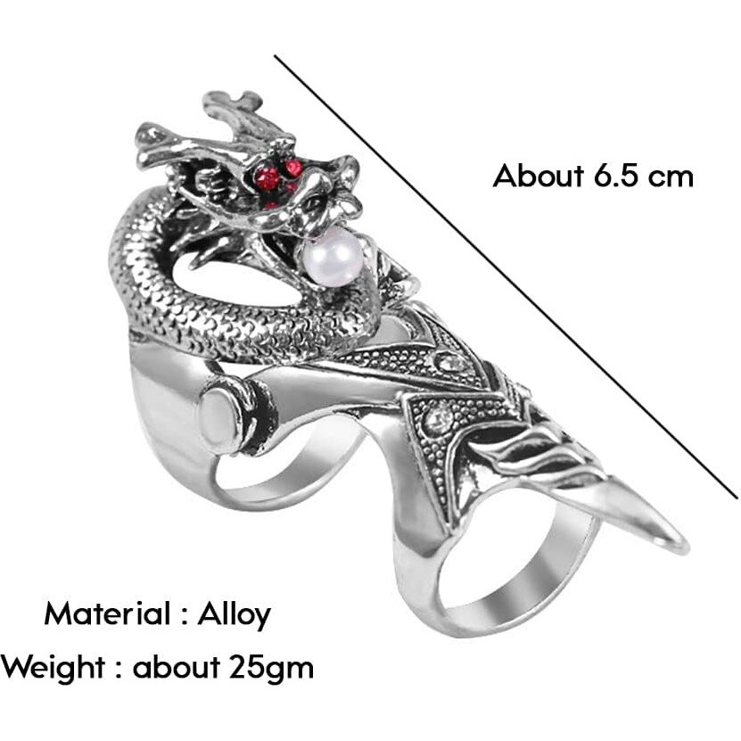 THE MEN THING PEARLEYED - Gothic Snake Knuckle Adjustable Joint Full Finger Ring for Men & Boys