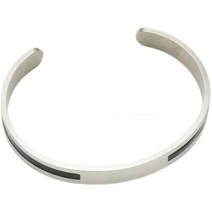 THE MEN THING STOIC SILVER - 6.5 mm Pure Stainless Steel Open Bangle Bracelet (Adjustable) for Men & Boys