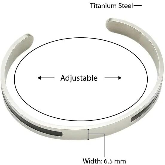 THE MEN THING STOIC SILVER - 6.5 mm Pure Stainless Steel Open Bangle Bracelet (Adjustable) for Men & Boys