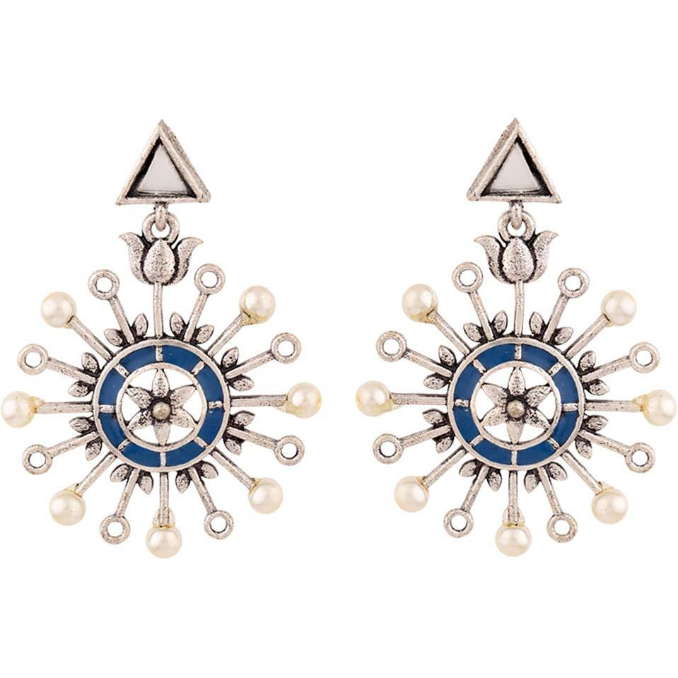 Voylla Indigo Affair Pin Wheel Earrings