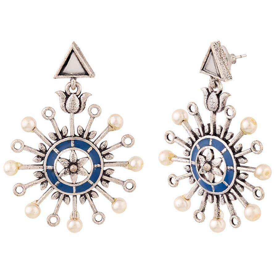 Voylla Indigo Affair Pin Wheel Earrings