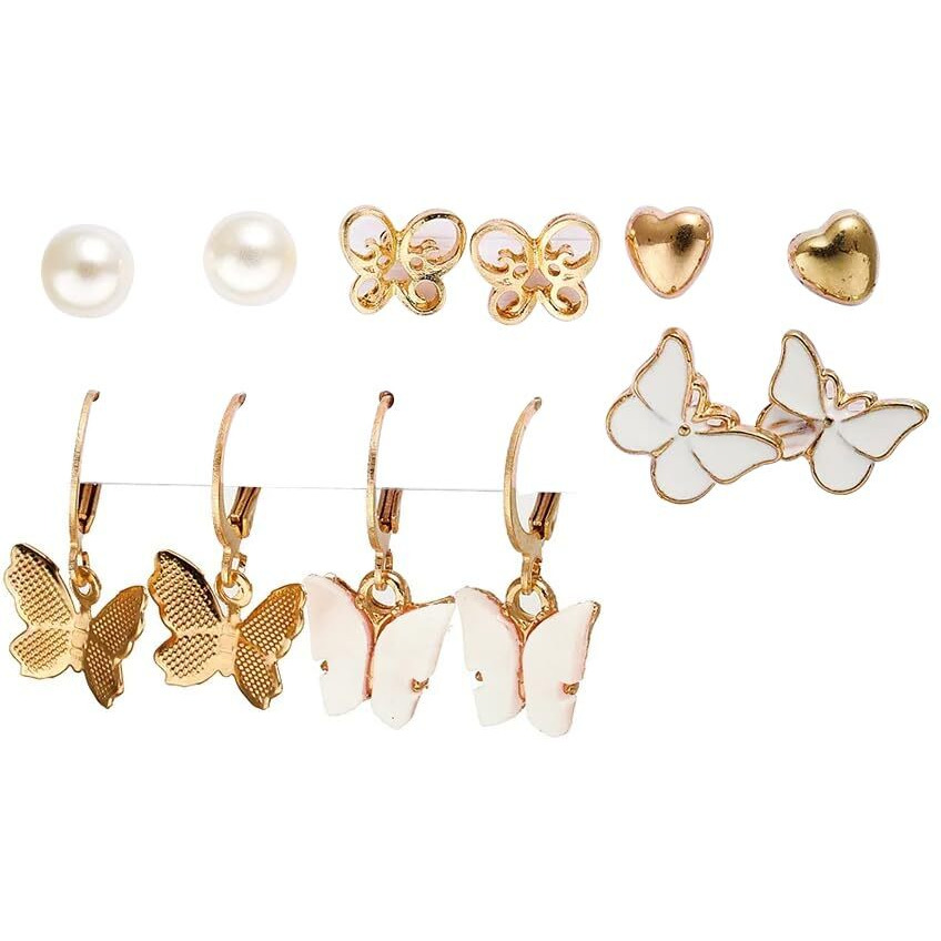 ANNACREATIONS Stylish combo of pearl stud hoop earrings set for Women & Girls (Set of 6)