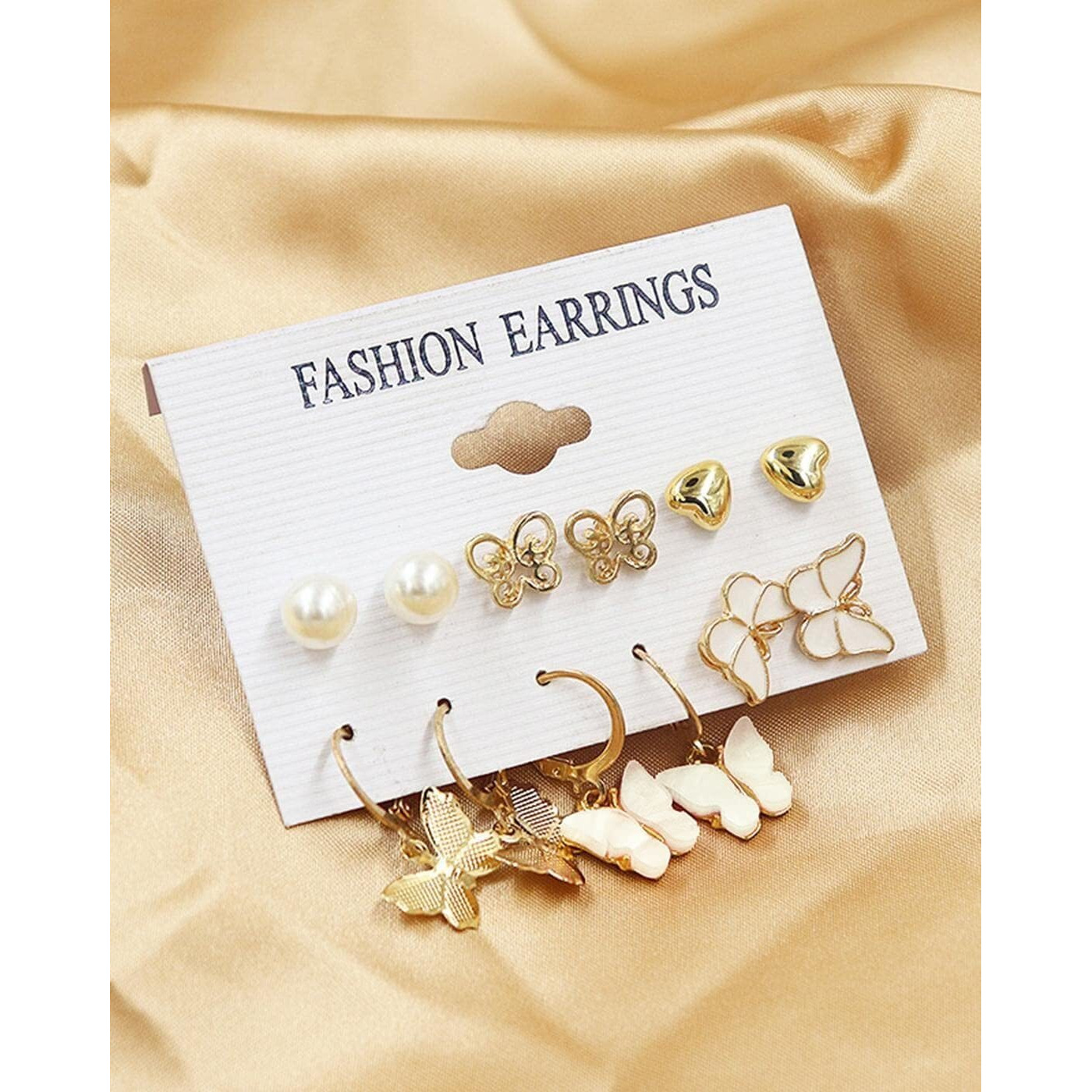 ANNACREATIONS Stylish combo of pearl stud hoop earrings set for Women & Girls (Set of 6)