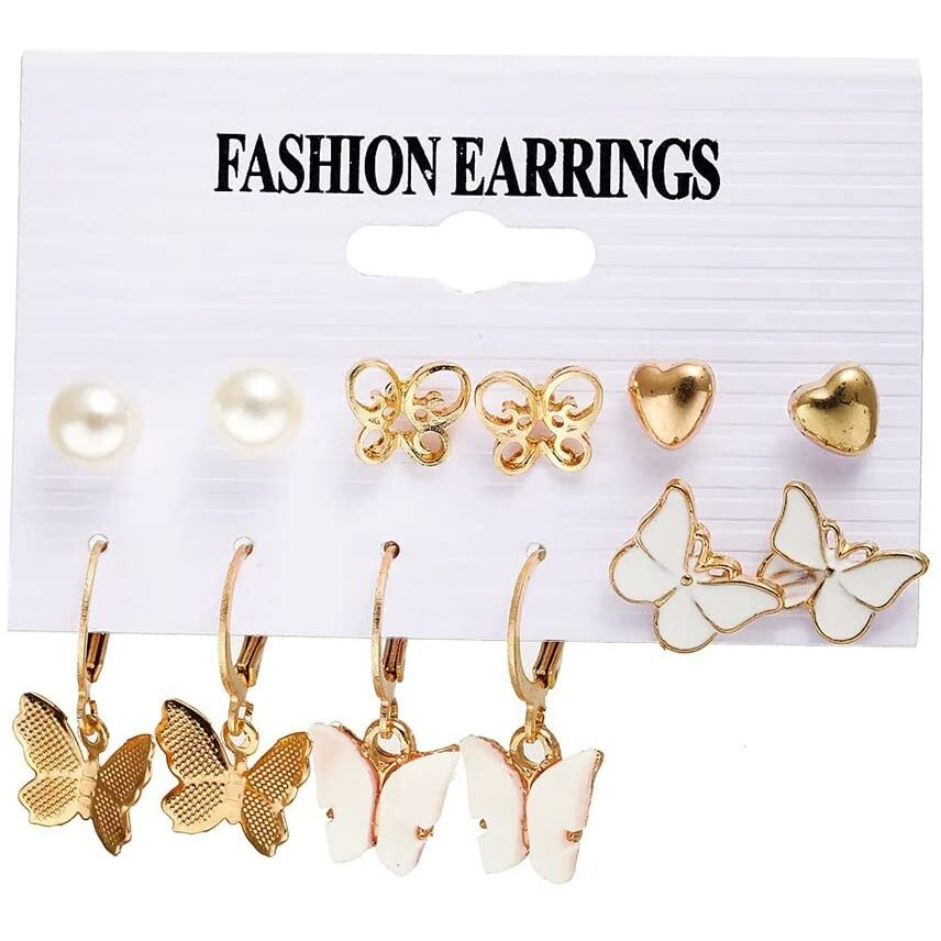 ANNACREATIONS Stylish combo of pearl stud hoop earrings set for Women & Girls (Set of 6)