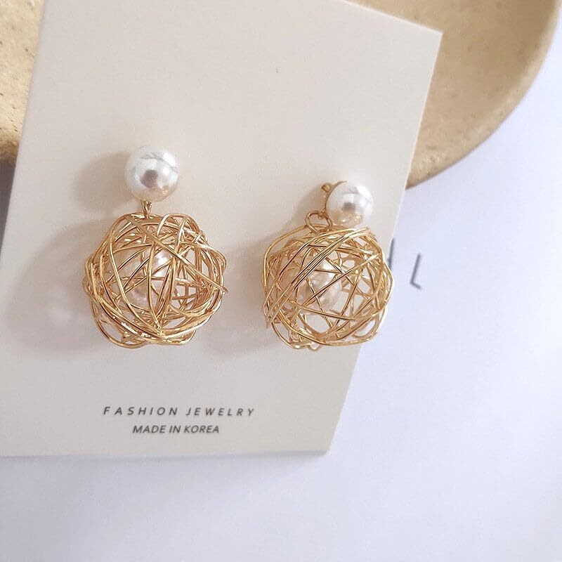 ANNACREATIONS Korean Fashionable Gold Plated Dangle Earrings For Women & Girls Pack of 1 Pair (STY-15)