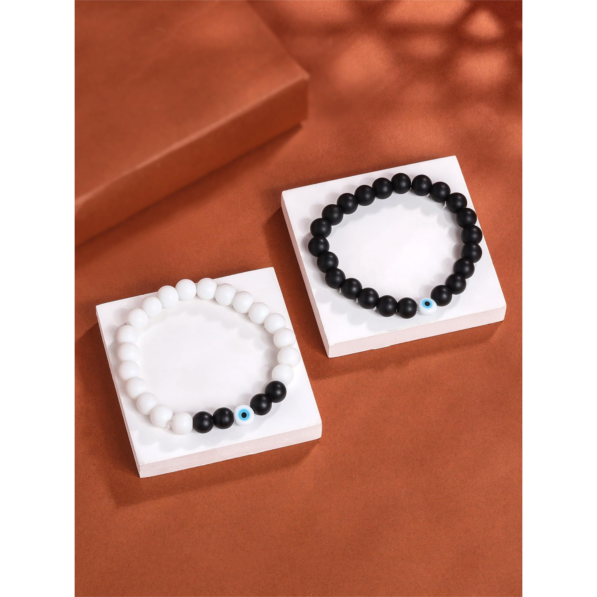 Yellow Chimes Evil Eye Bracelet For Women and Men | Fashion Blue Eye Stone White Bracelet Unisex Nazar Hand Bands Bracelet | Accessories Jewellery for Women | Birthday Gift for Girls & Boys (Design 5)