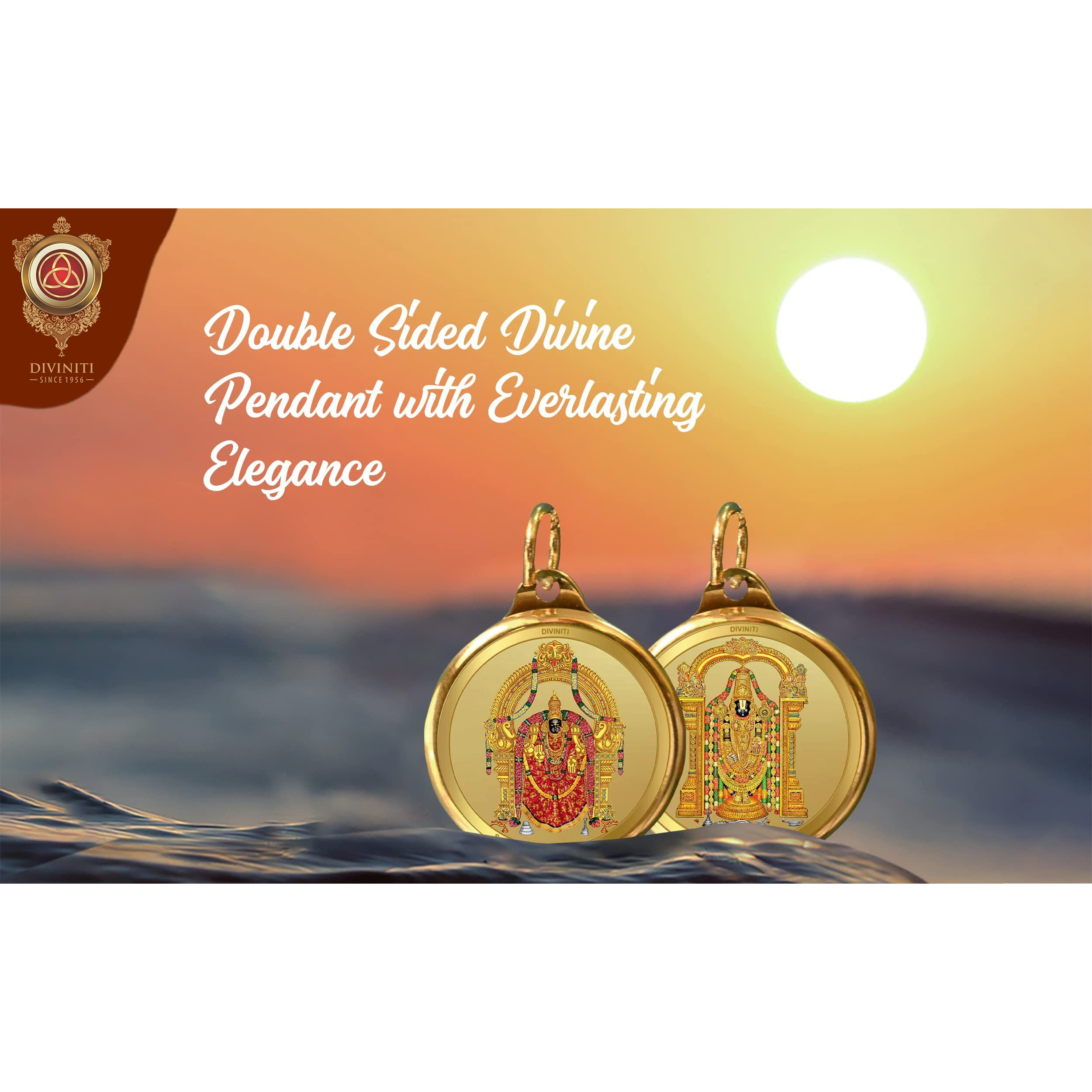 Diviniti 24K Double sided Gold Plated Pendant Padmawati & Balaji|22 MM Flip Coin for Men, Women and children | Religious locket for Good Health & Wealth | Idol for gifting loved ones (1 PCS)