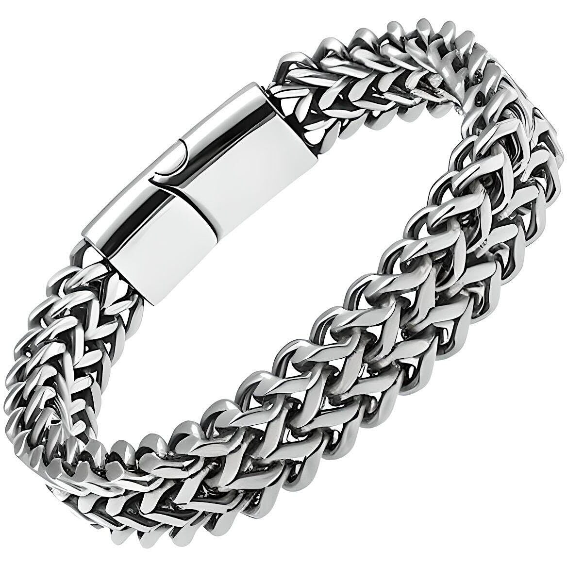THE MEN THING ITALIAN MESH LINK - 11.5mm Pure Titanium Steel Bracelet with Magnetic Buckle for Men & Boy (8 inch)