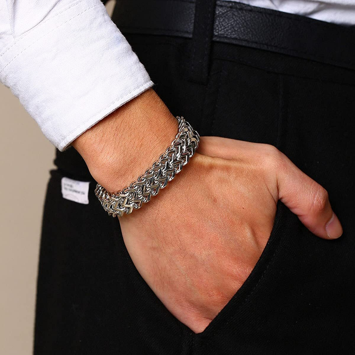 THE MEN THING ITALIAN MESH LINK - 11.5mm Pure Titanium Steel Bracelet with Magnetic Buckle for Men & Boy (8 inch)