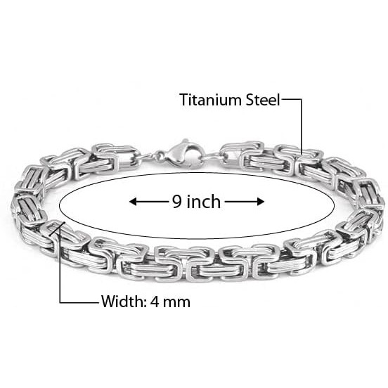 THE MEN THING MASCULINE BYZANTINE - 4mm Pure Stainless Steel Bracelet American trending Style, 9 inch with Lobster Claw Buckle for Men & Boys