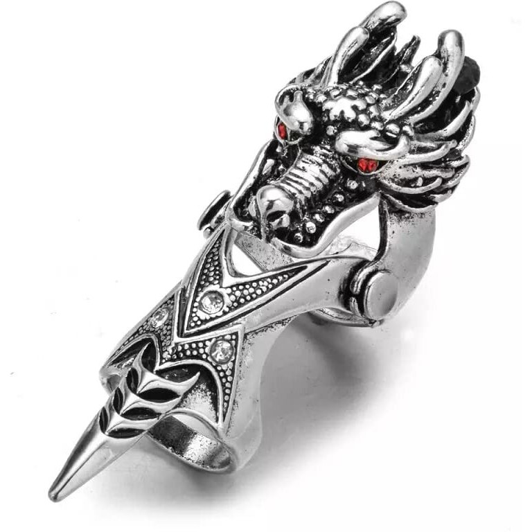 THE MEN THING REDEYEGON - Gothic Adjustable Knuckle Joint Full Finger Ring for Men & Boys