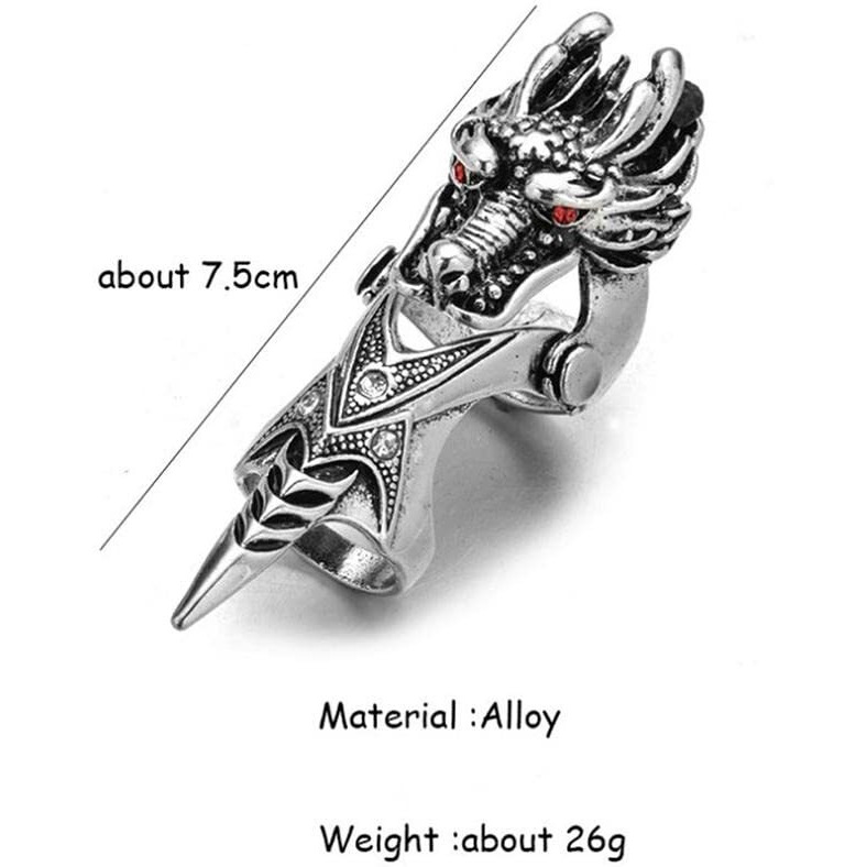 THE MEN THING REDEYEGON - Gothic Adjustable Knuckle Joint Full Finger Ring for Men & Boys