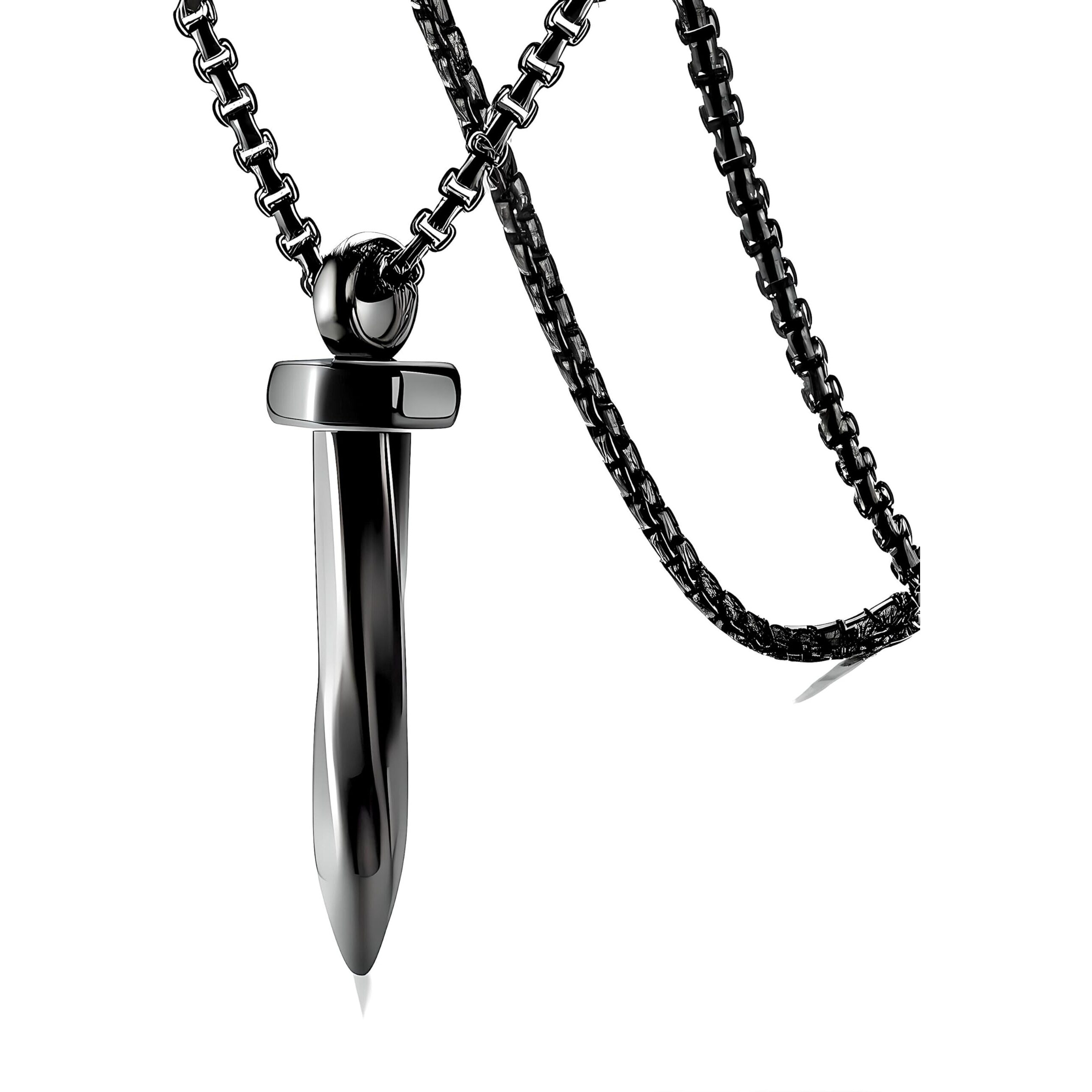 THE MEN THING NAILED IT - Black Tone - Pure Titanium Steel Pendant with 24inch Round Box Chain for Men & Boys