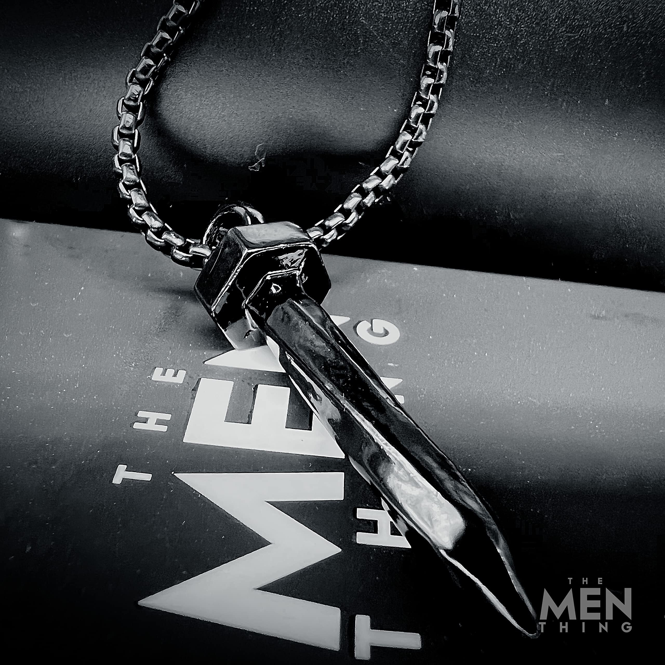 THE MEN THING NAILED IT - Black Tone - Pure Titanium Steel Pendant with 24inch Round Box Chain for Men & Boys