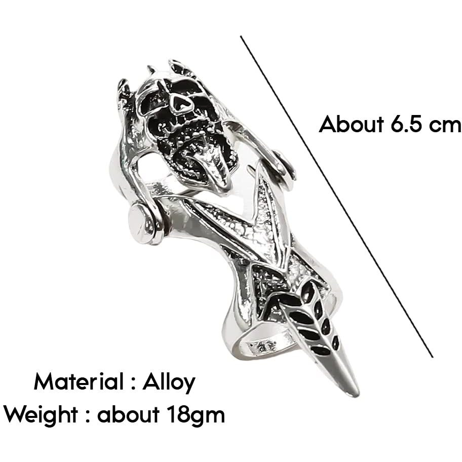 THE MEN THING GOTHICKULL - Gothic Skull Knuckle Adjustable joint Full Finger Ring for Men & Boys