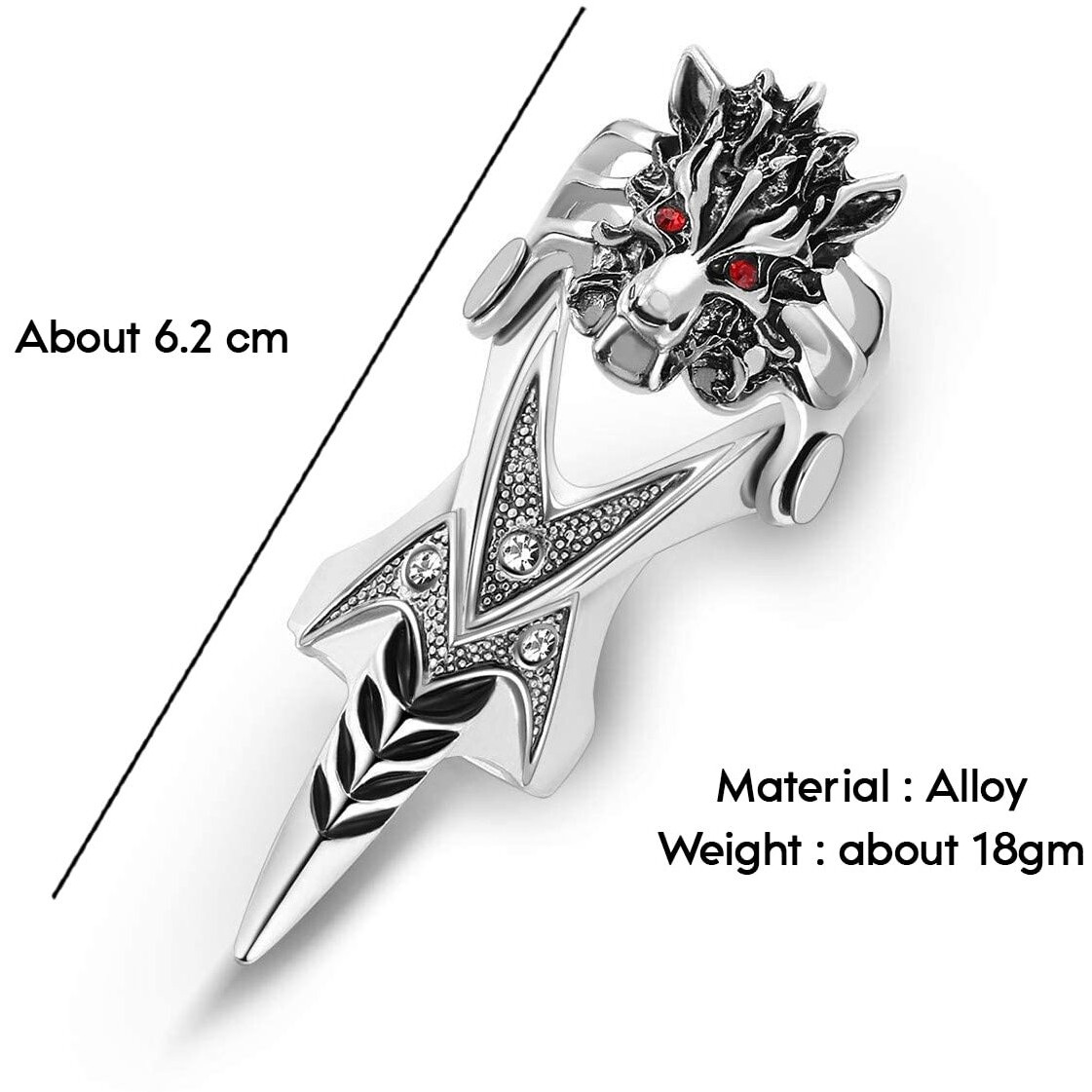THE MEN THING FURIOUS-REDEYE - Gothic Wolf Knuckle Joint Full Finger Ring for Men & Boys