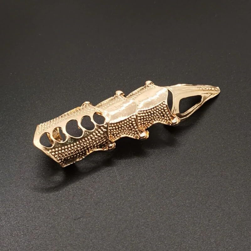 THE MEN THING RINOSKIN - Gold Guard Adjustable Knuckle Joint Full Finger Ring for Men & Boys