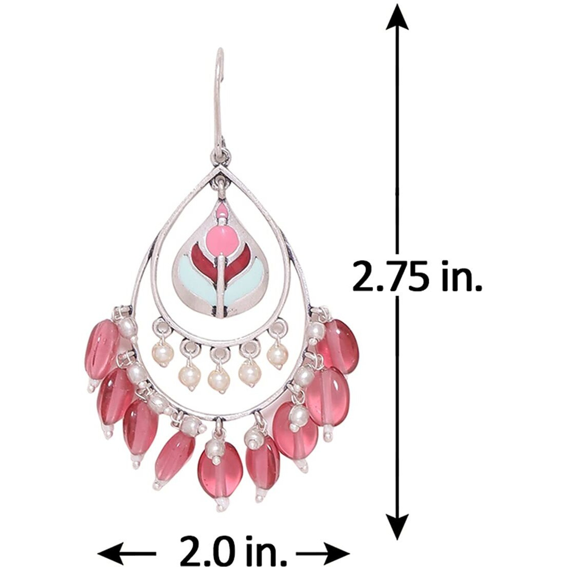VOYLLA Bagh E Fiza Coloured Beads brass Silver Earrings for Women