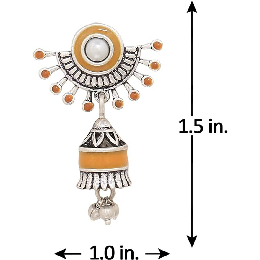Voylla Oxidised Silver-Toned Contemporary Jhumkas