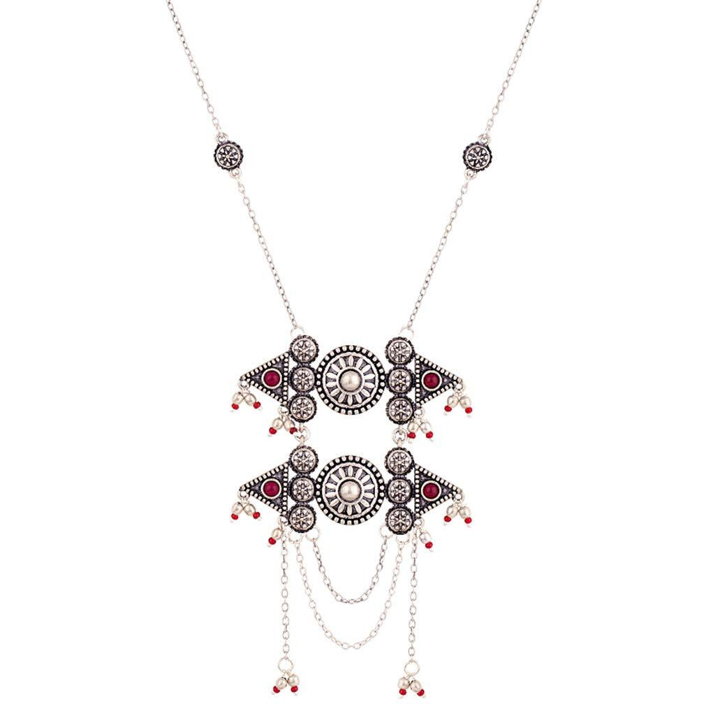 Voylla Abhira Choker Necklace for Women (Silver) (8907617972442)