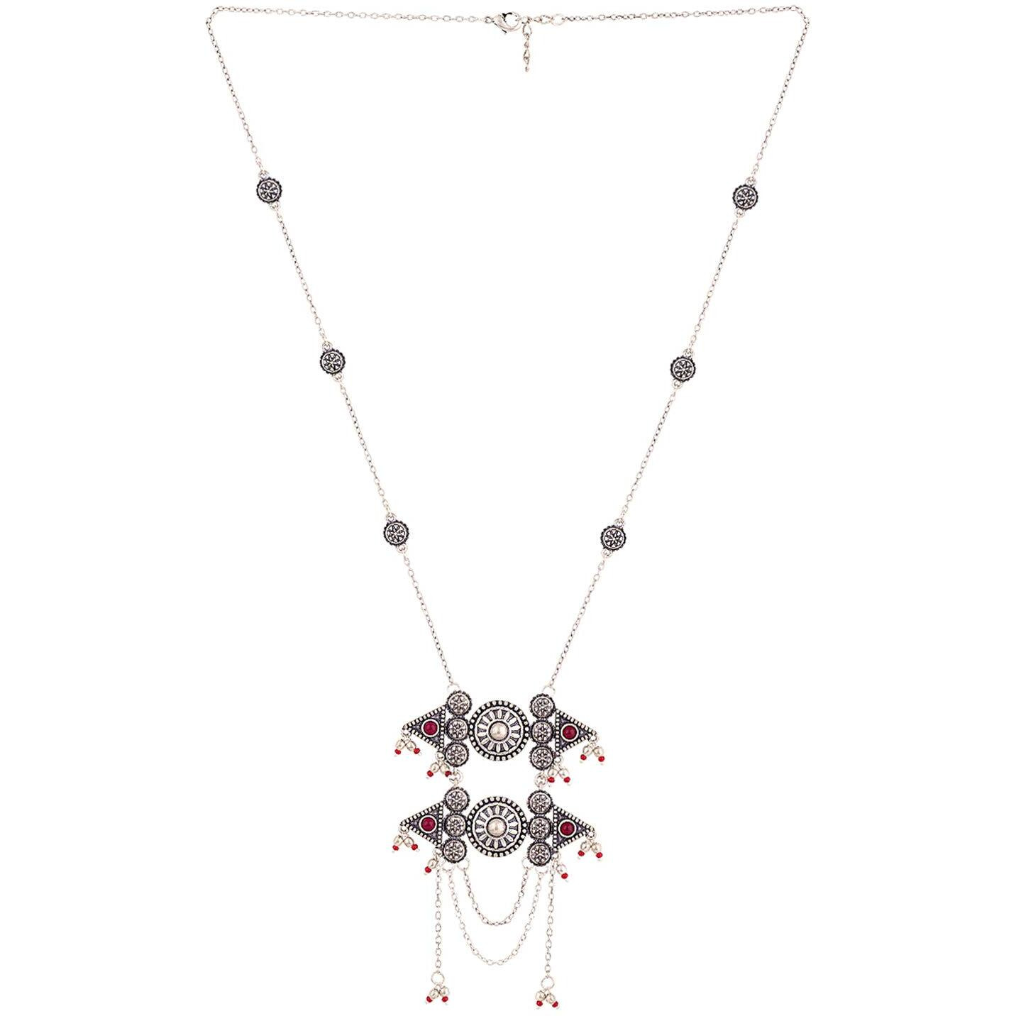 Voylla Abhira Choker Necklace for Women (Silver) (8907617972442)