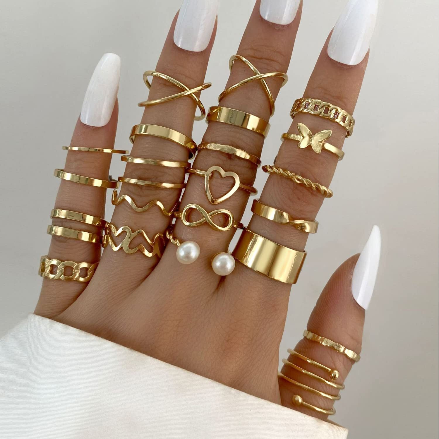 Shining Diva Fashion 44 pcs Combo Gold and Silver Plated Rings for Women and Girls (cmb300)