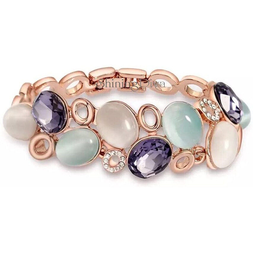 Shining Diva Fashion Latest Stylish Rose Gold Austrian Crystal Bracelet For Women And Girls (11942B), Free