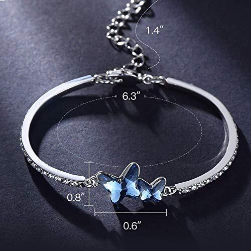 Shining Diva Valentine Gift Blue Stylish Crystal Silver Plated Platinum Plated Cubic Zirconia Charm Bracelet For Women (Vg10958B)