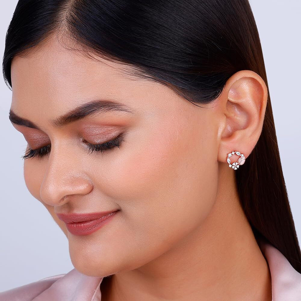 GIVA 925 Sterling Silver Rose Gold Pink Drop Wreath Studs|Gifts For Girlfriend,Rakshabandhan Gift For Sister Bhabhi,Women&Girls|With Certificate Of Authenticity And 925 Stamp|6 Month Warranty