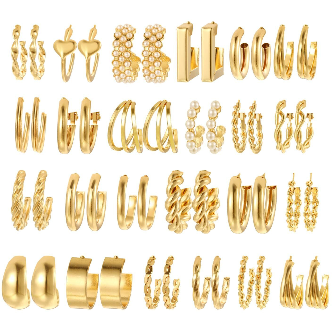 Shining Diva Fashion 24 Pairs Combo Set Latest Stylish Hoop Earrings for Women and Girls (15723er)
