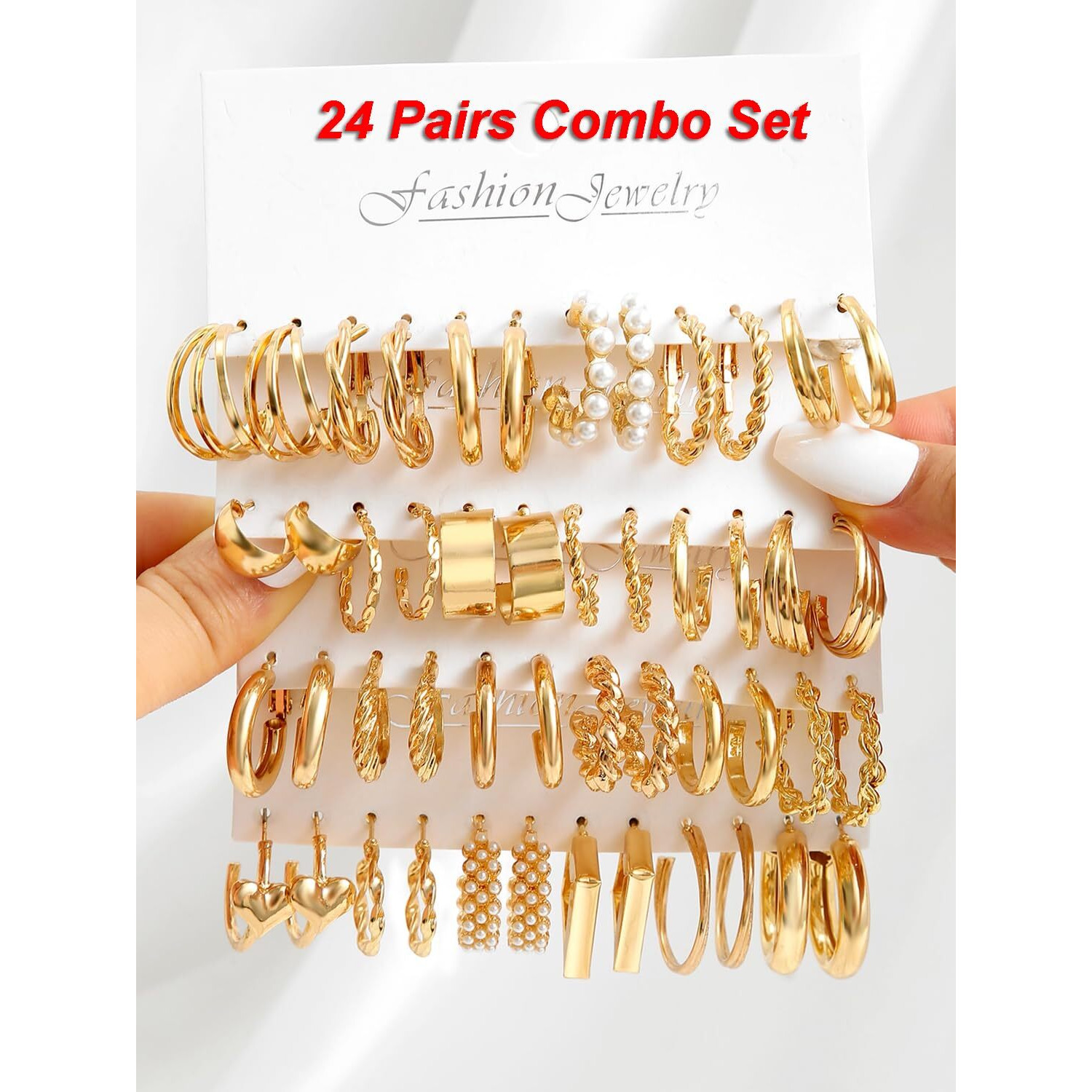 Shining Diva Fashion 24 Pairs Combo Set Latest Stylish Hoop Earrings for Women and Girls (15723er)