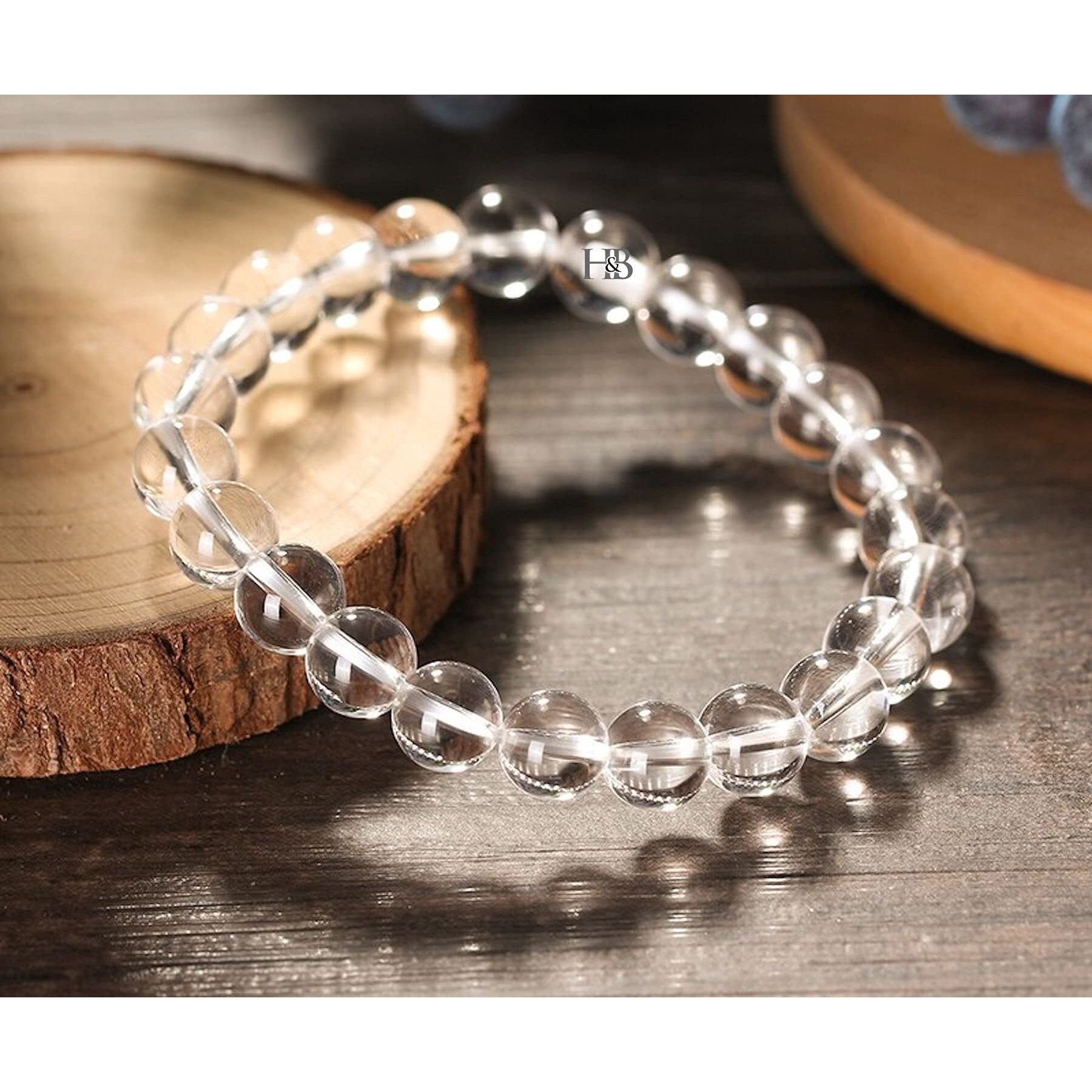 Hot And Bold Certified Clear Quartz Beads 8Mm Bracelet - Embrace Clarity And Amplify Energy With Genuine Clear Quartz Gemstones - Adjustable Elastic Band - Unisex Design