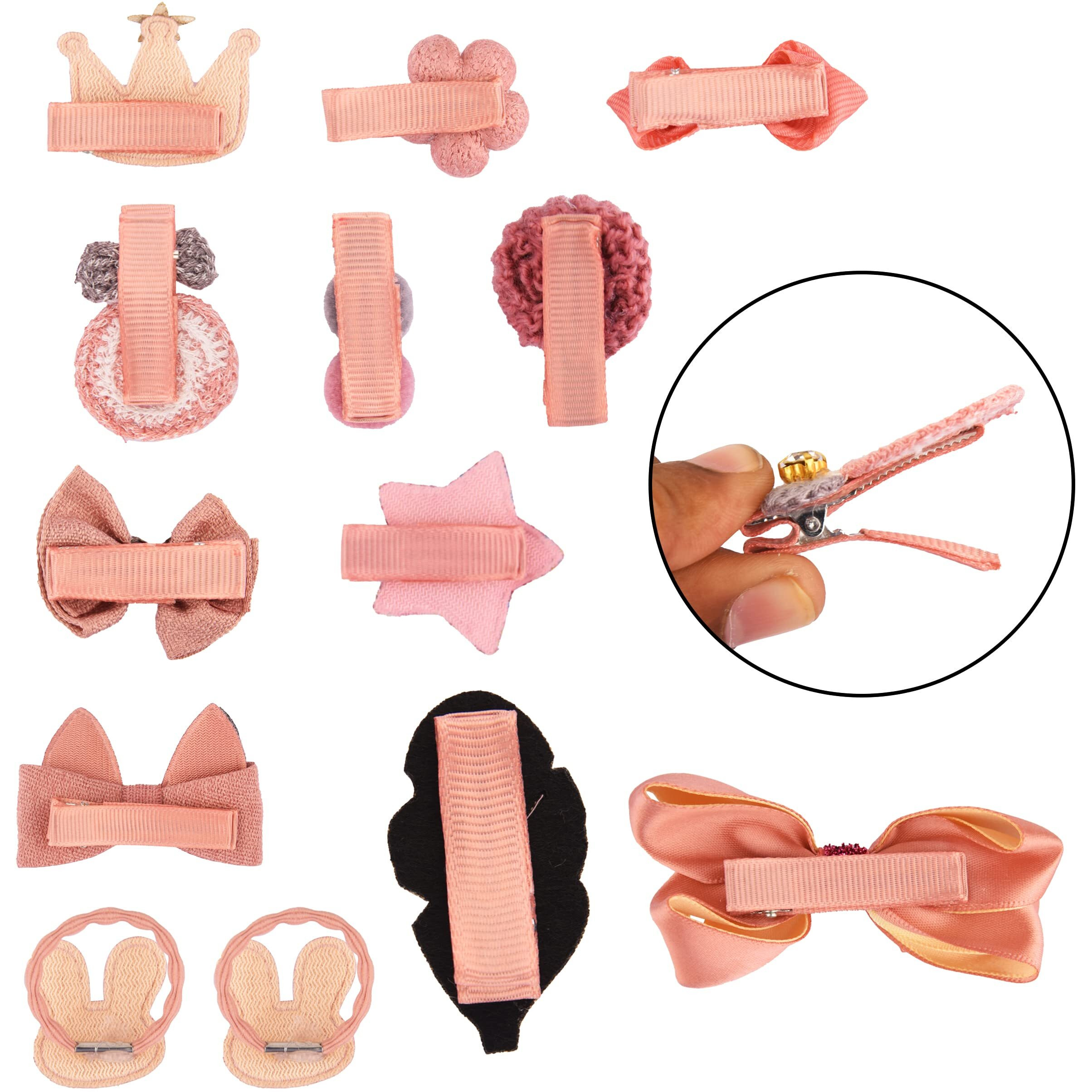 kapimo Fancy Hair Clips For Baby Girls Toddlers Assorted Stylish Fashion Hair Accessories 18 Pcs Gift Set Box (Dark Pink)